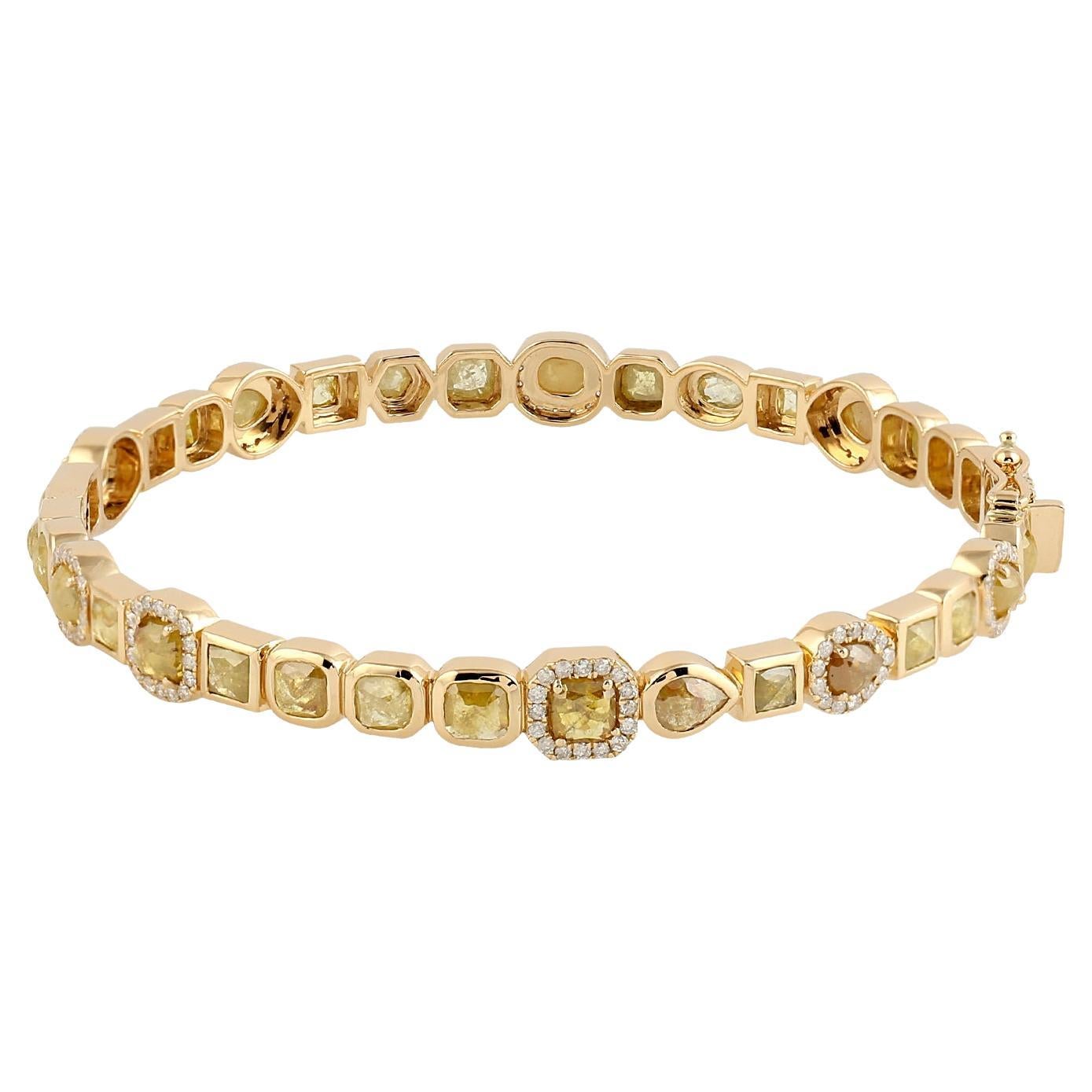 Bracelet tennis en or 18 carats avec diamants glacés multiformes en vente