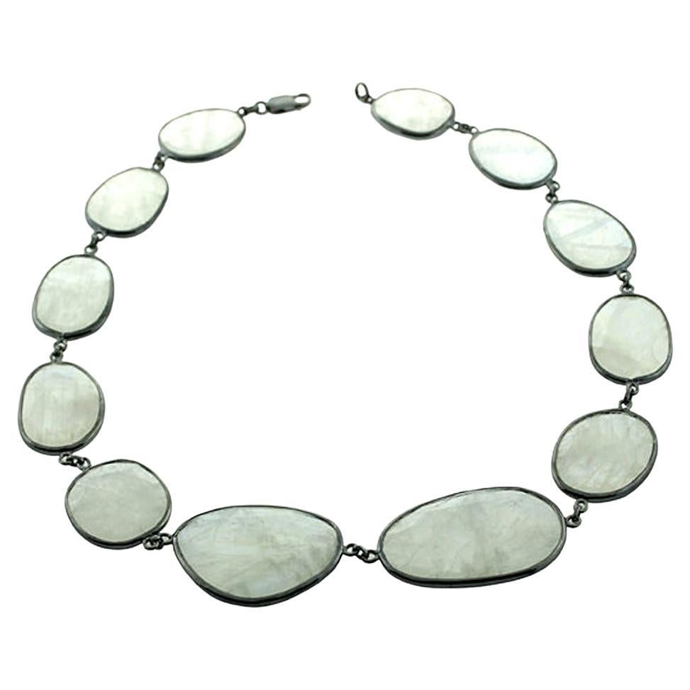 Multi Shaped Moonstone Chain Necklace For Sale