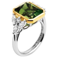 Multi Side Stone Ring with Green Tourmaline 6.81ct