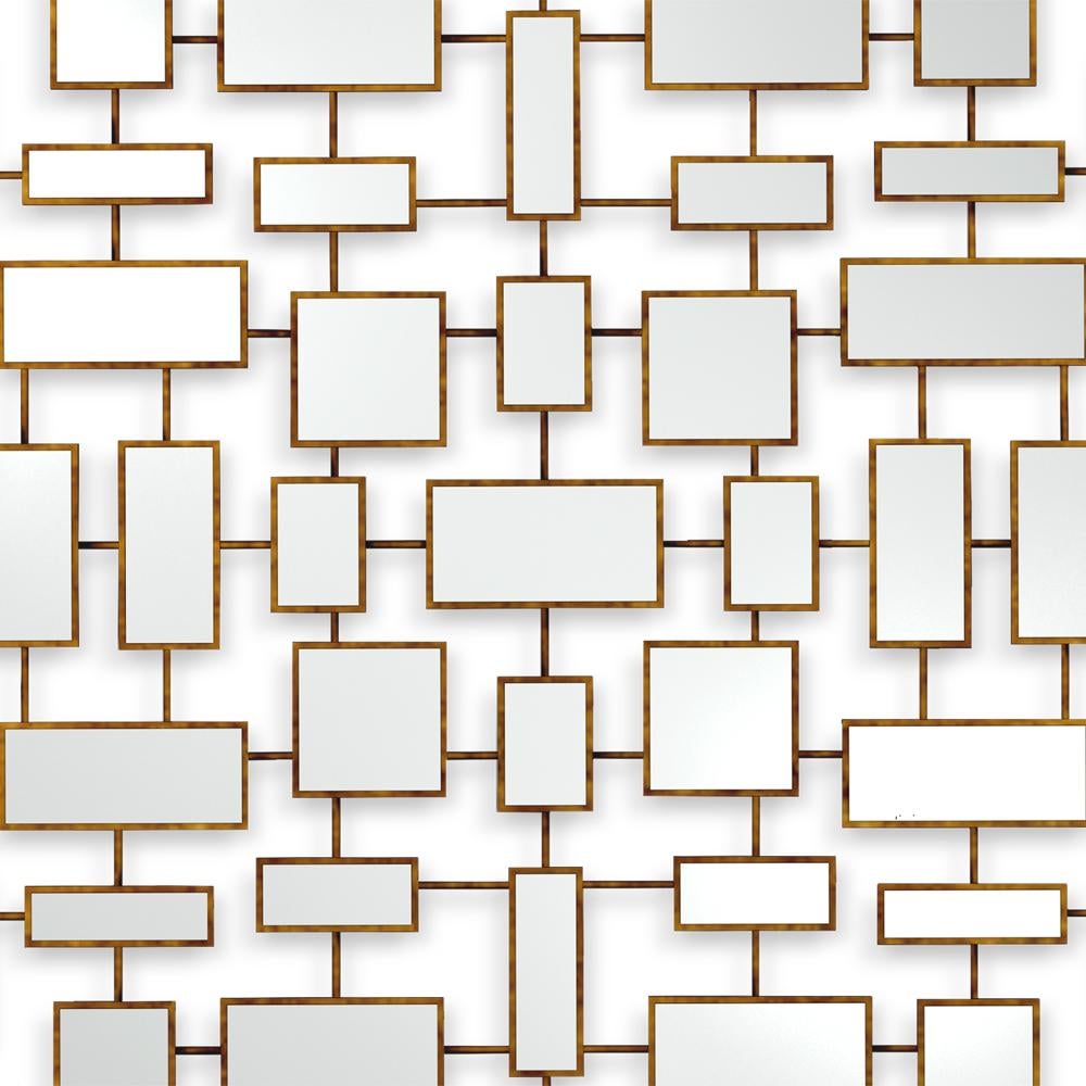 Inglese Specchio Multi Squares in mogano massiccio con finitura oro antico in vendita