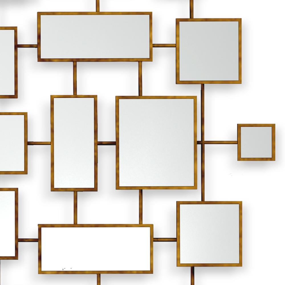 Specchio Multi Squares in mogano massiccio con finitura oro antico In condizioni Nuovo in vendita a Paris, FR