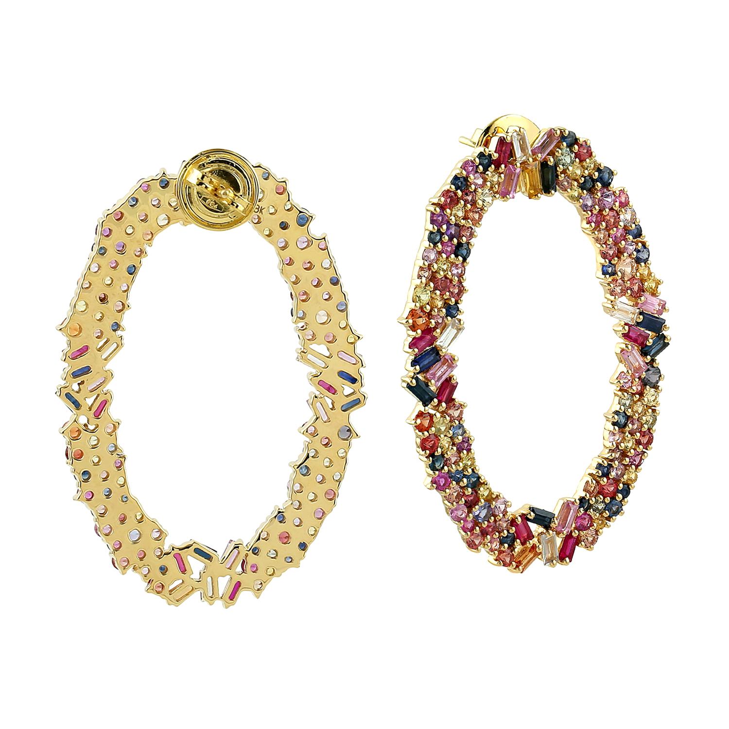Modern Multi Stone 18 Karat Gold Earrings For Sale