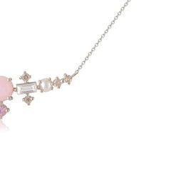 Multi-Stone 18 Karat Gold Necklace with Pink Opal and Diamonds