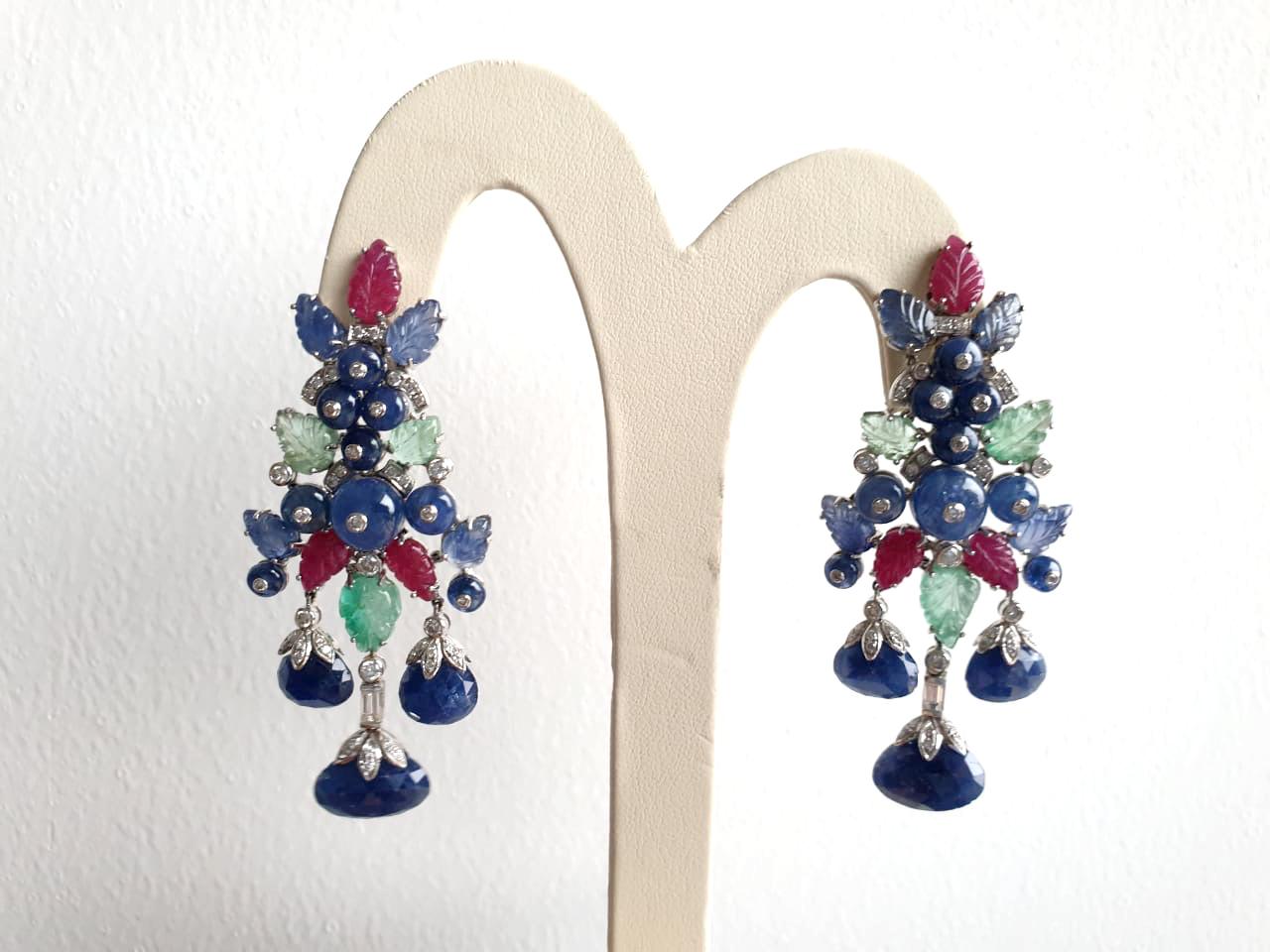 Women's Multi-Stone and Diamond Earrings For Sale