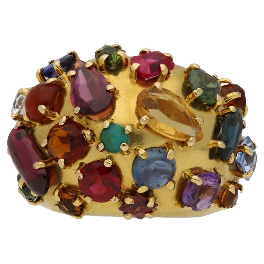 Multi-stone cluster ring, circa 1950.  For Sale