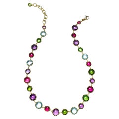 Multi-Stone Disc Necklace