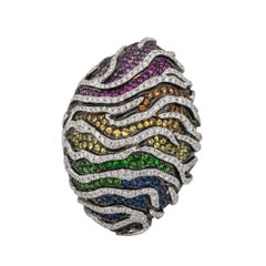Multi Stone Dragon Egg Wide Ring 18 Karat in Stock
