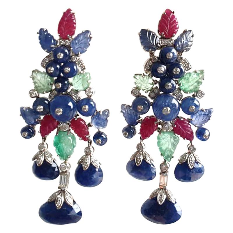 Multi Stone Earrings - 58 For Sale on 1stDibs | multi stone stud ...