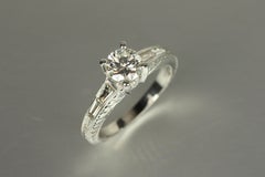 Multi-Stone Engagement Ring – 1.04ct Round & Baguette Diamonds 18K