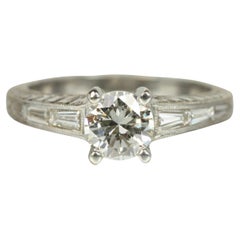 Mehrsteiniger Verlobungsring - 1,04ct runde & Baguette Diamanten 18K