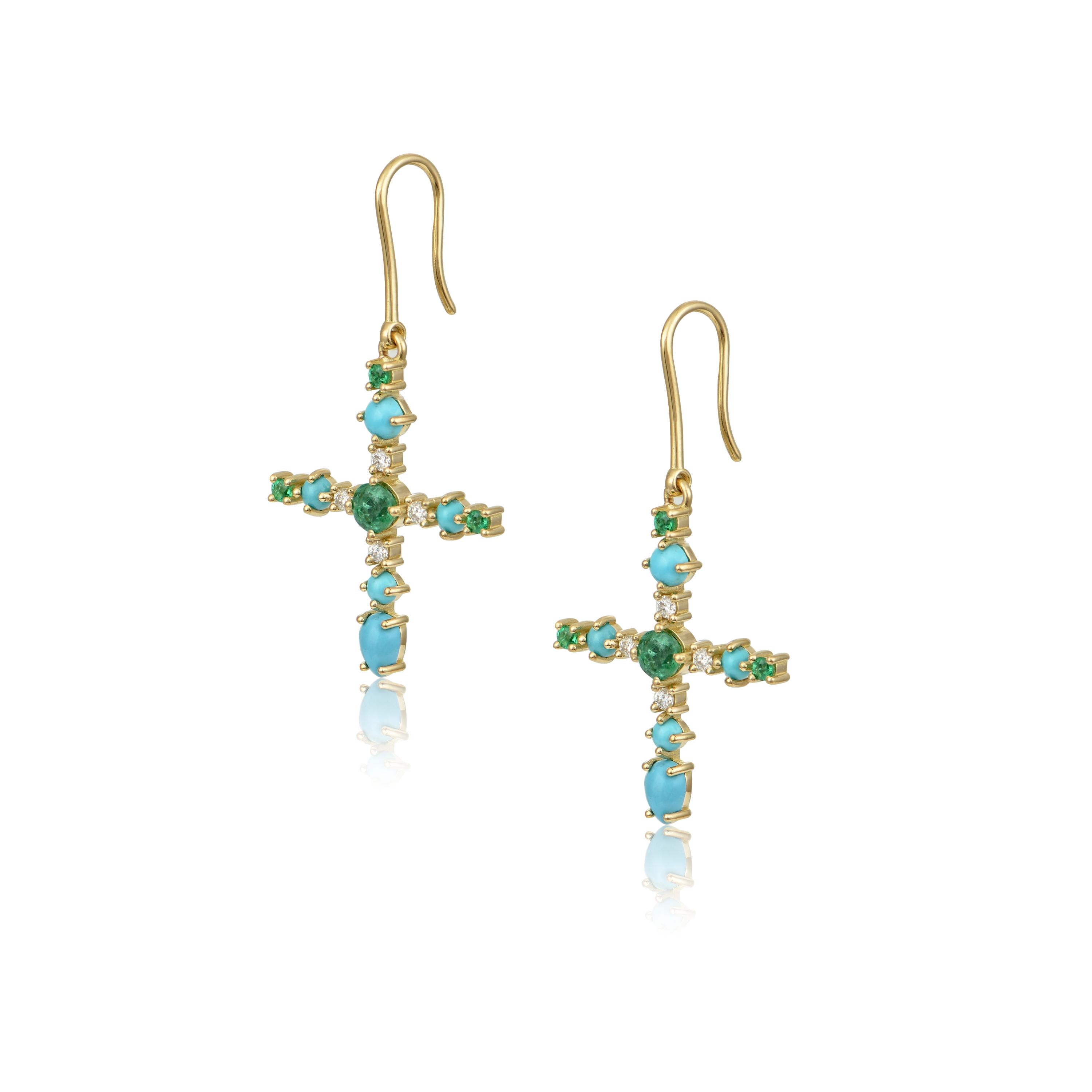 Designer: Alexia Gryllaki

Multi-Stone Hook Earrings

Barcode: ASR0005
Dimensions: L50x23mm
Weight: approximately 6.5g (pair)

Materials:
18 karat gold 
round brilliant-cut colorless diamonds approx. 0.24cts
round faceted emeralds approx.