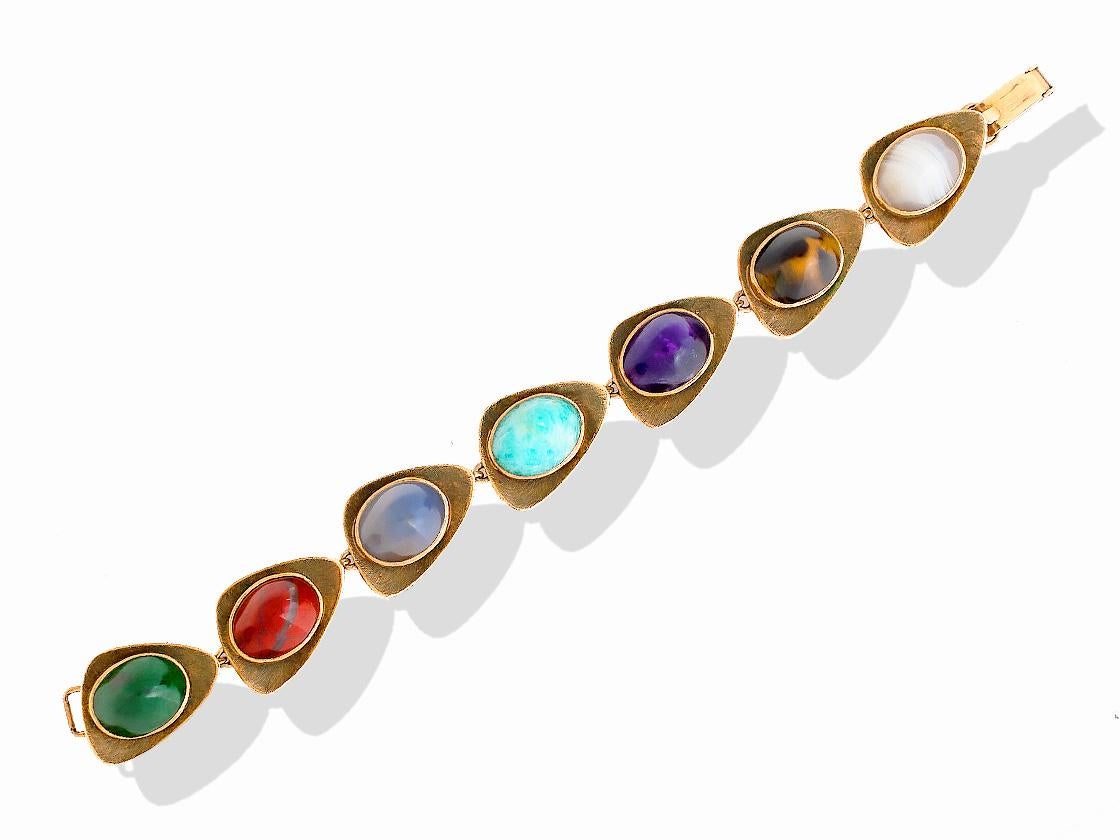 This blast from the past has a perfect look for the jewelry collector looking for something fun, affordable and has a look.  This 9 carat gold piece comes to us from the U.K.  This bracelet measures 7.5