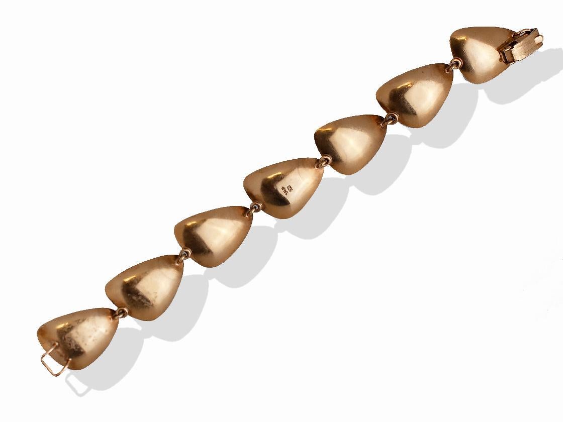 Multi-Stone Mid Century Gold Ladies Bracelet, 39.4 Grams (Ovalschliff)