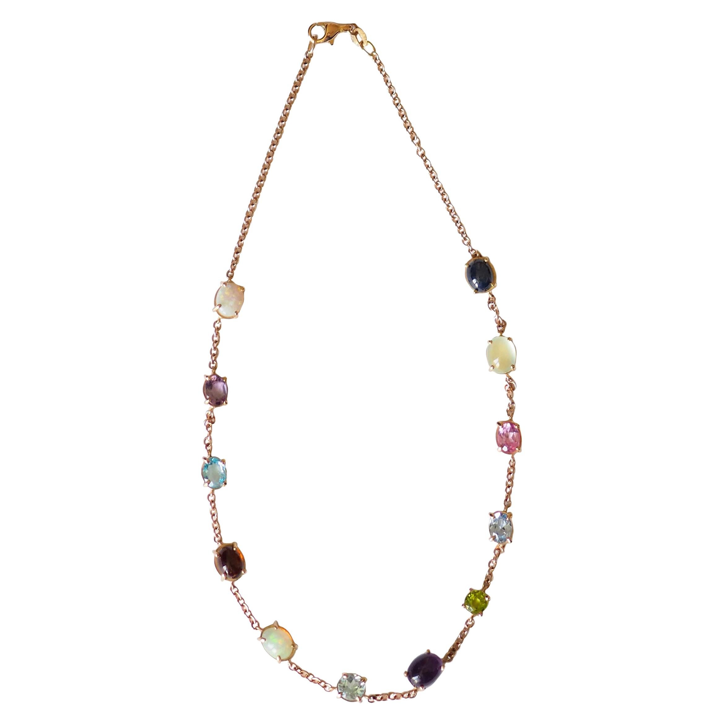 FRED LEIGHTON MultiStone Gold Necklace at 1stDibs