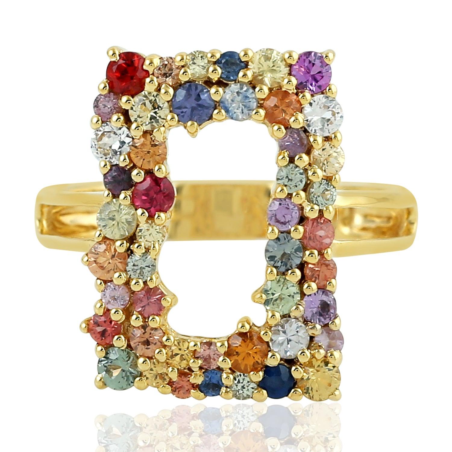 For Sale:  Multi Stone Sapphire 18 Karat Gold Ring 4