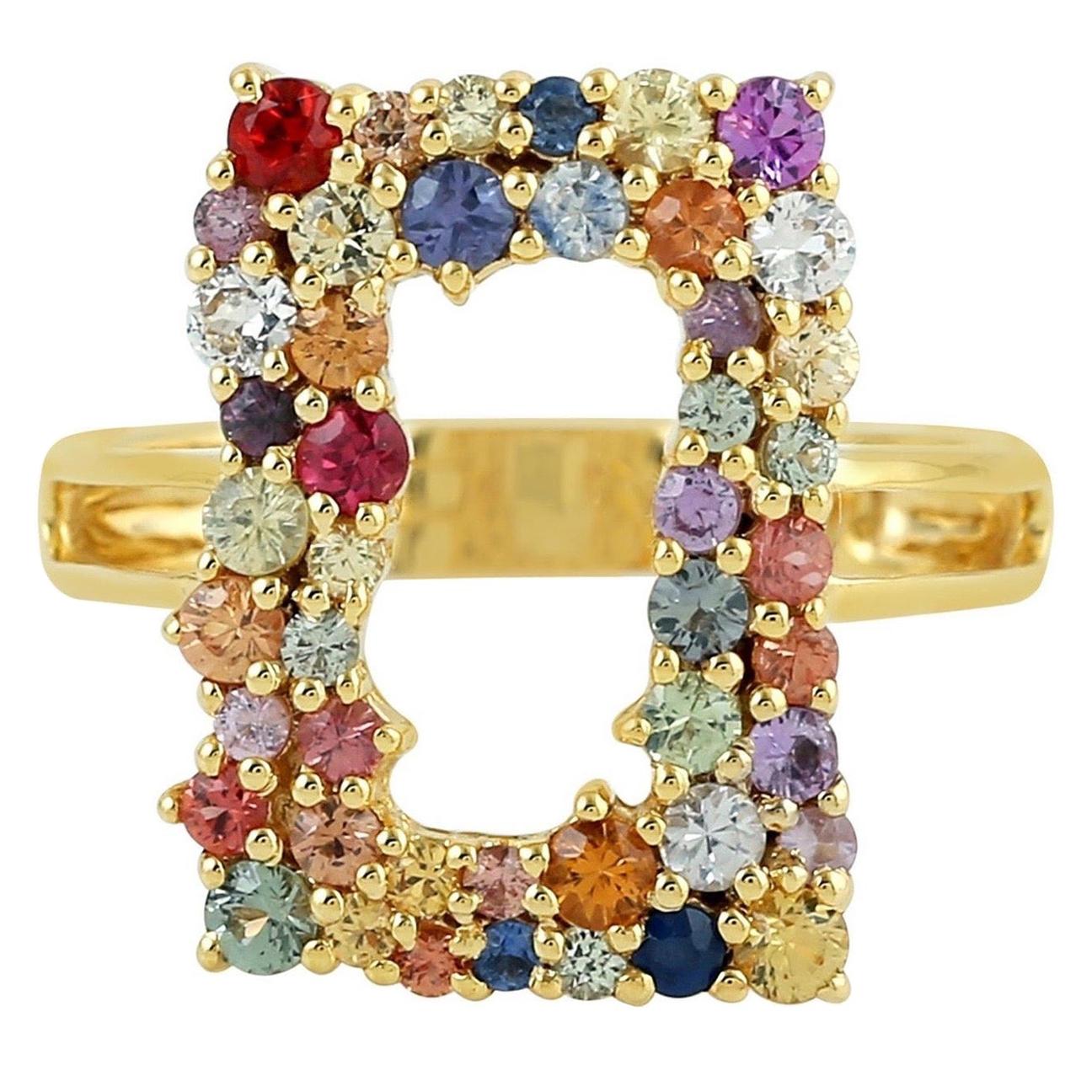 Bague en or 18 carats avec saphirs multi-pierres