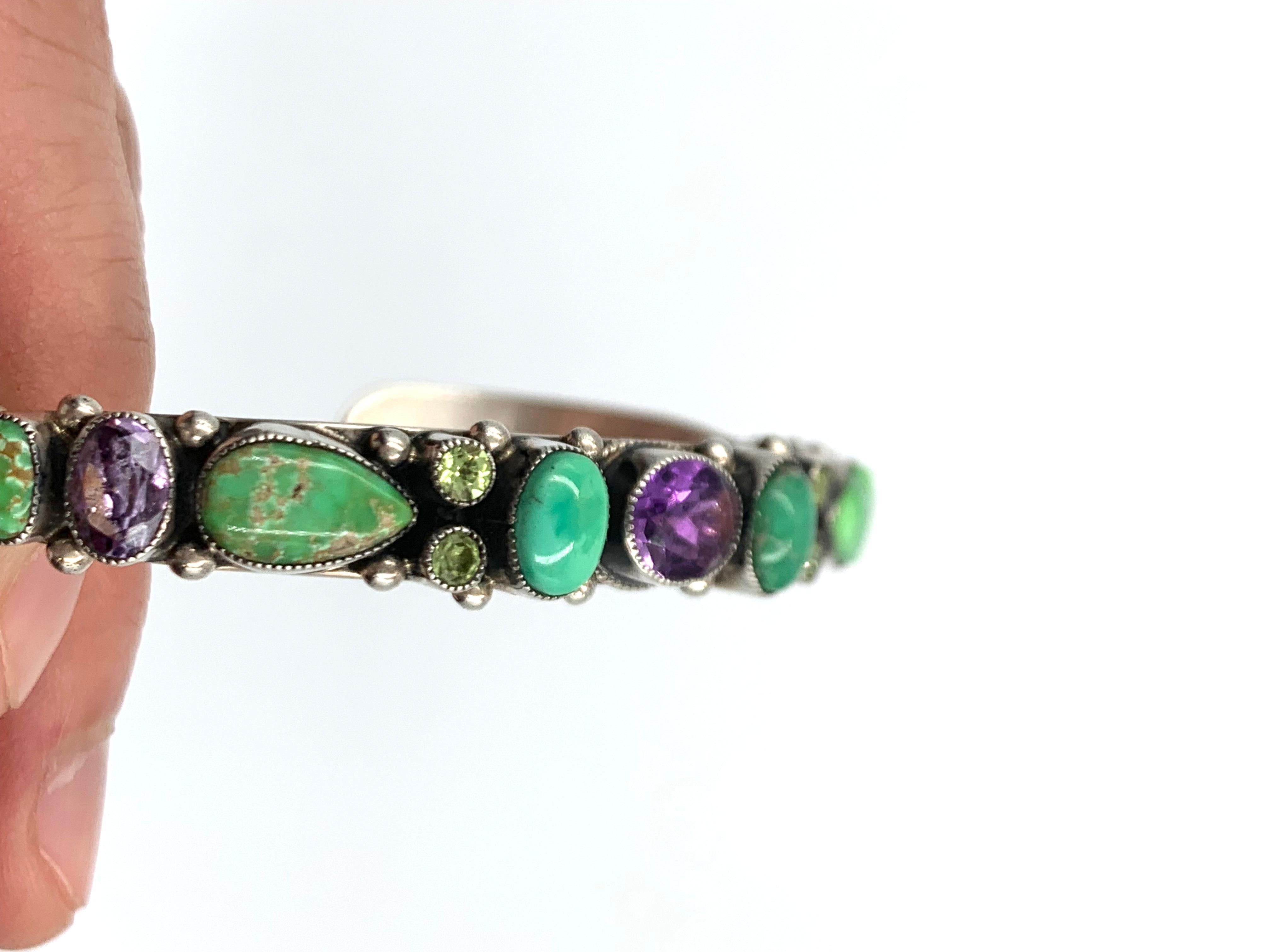 Brazalete de plata con múltiples piedras de Leo Feeney en venta 6