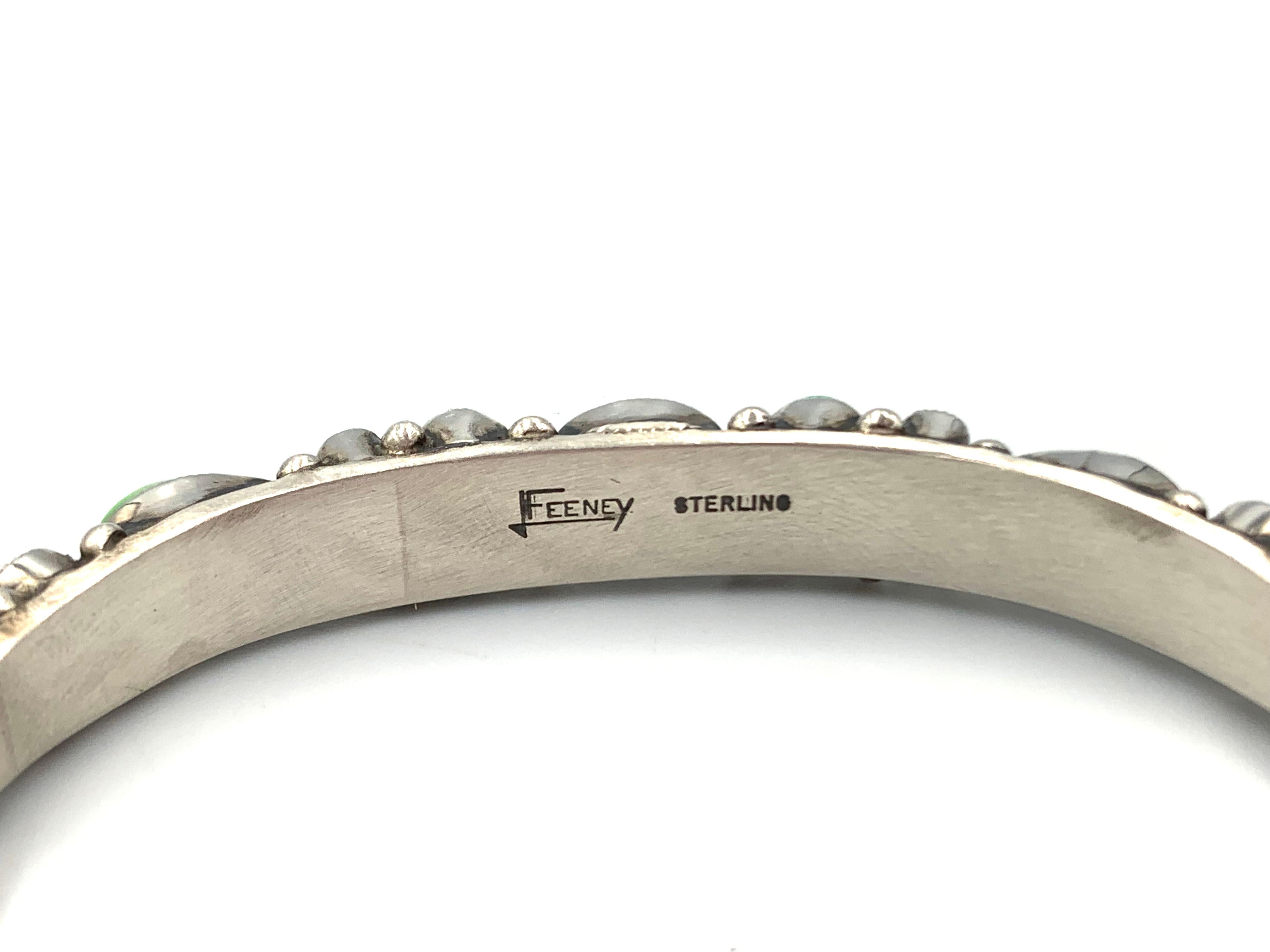 Brazalete de plata con múltiples piedras de Leo Feeney en venta 2