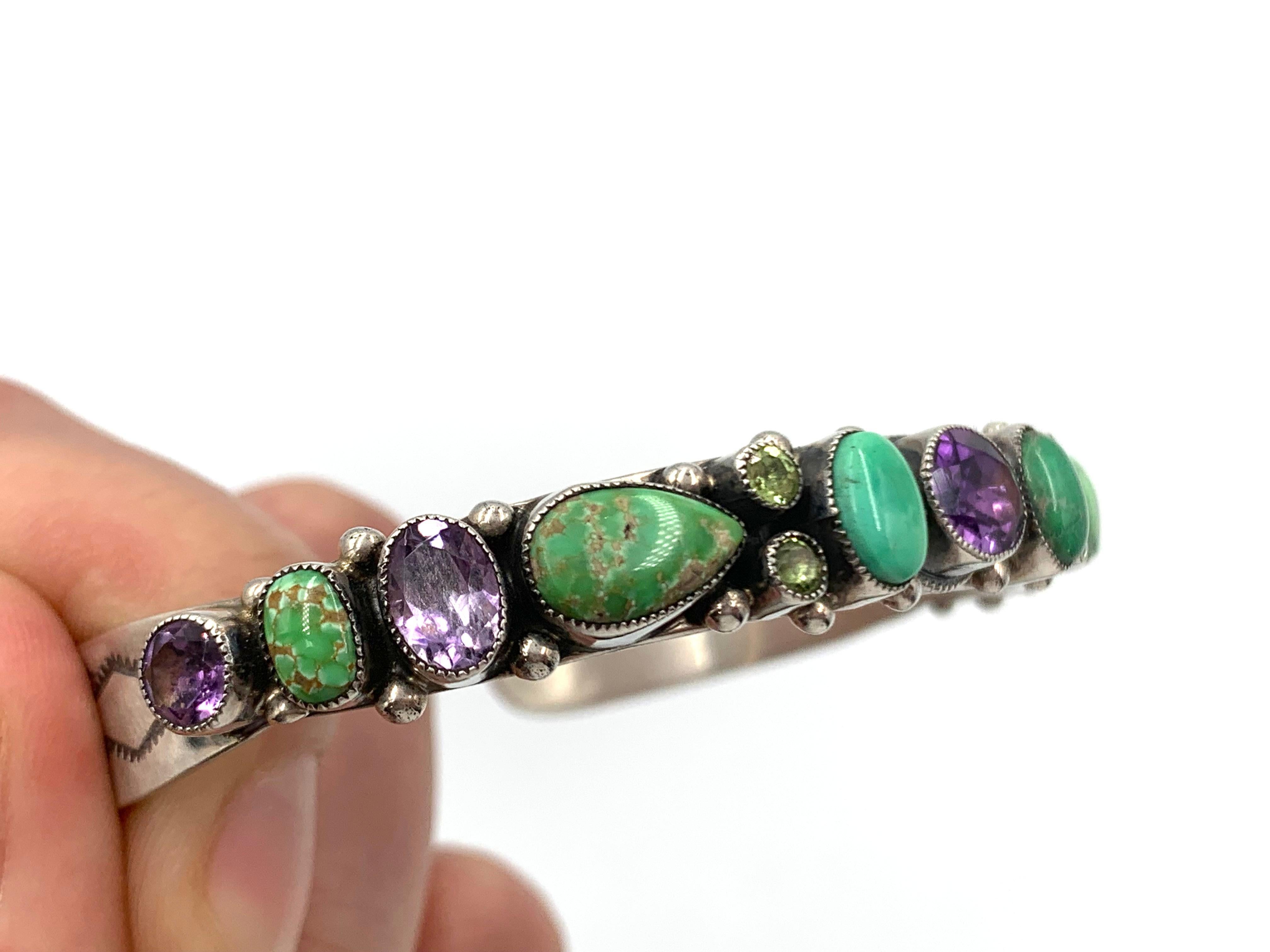 Brazalete de plata con múltiples piedras de Leo Feeney en venta 3