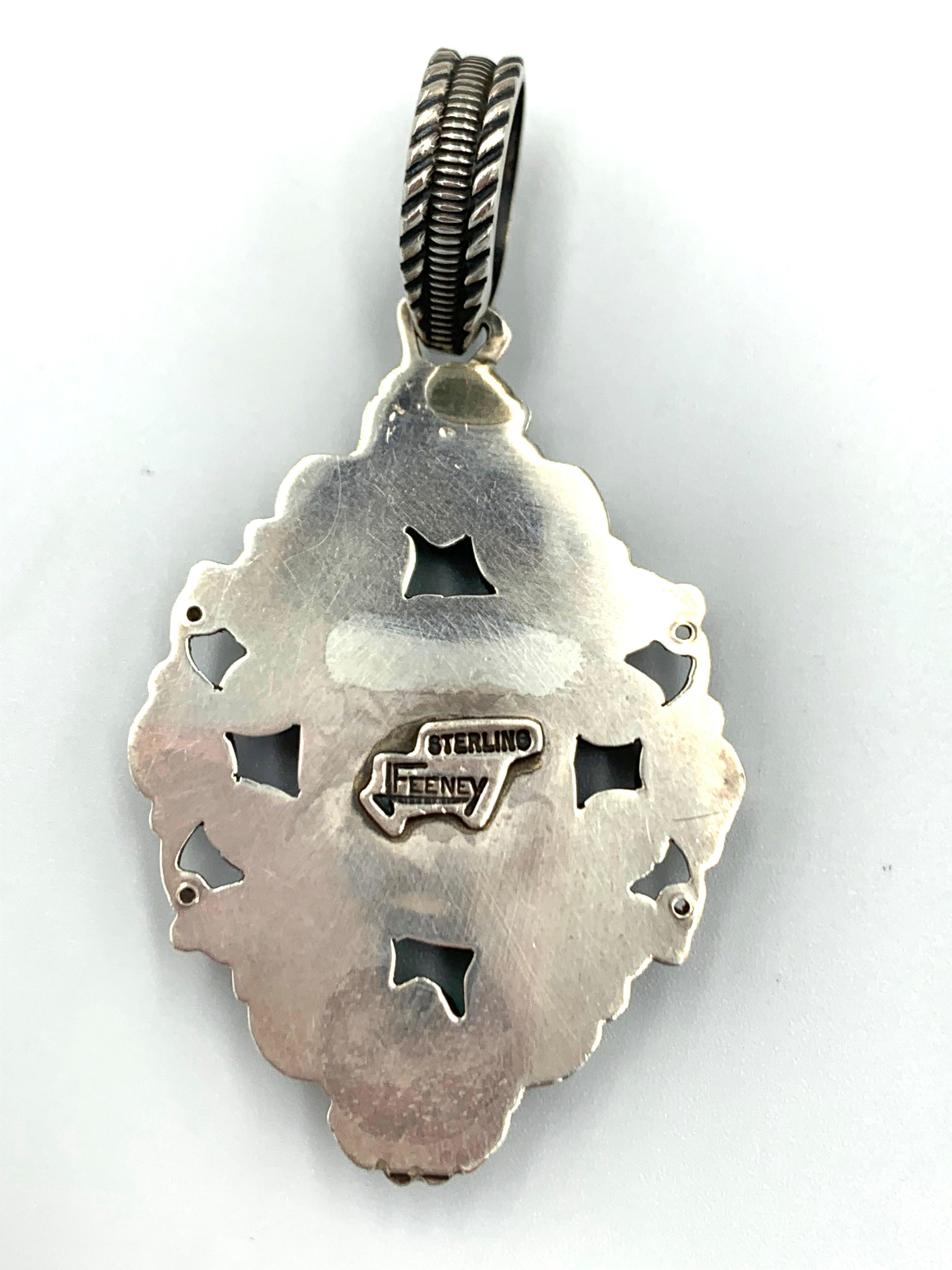 Colgante de plata con varias piedras de Leo Feeney nativo estadounidense en venta