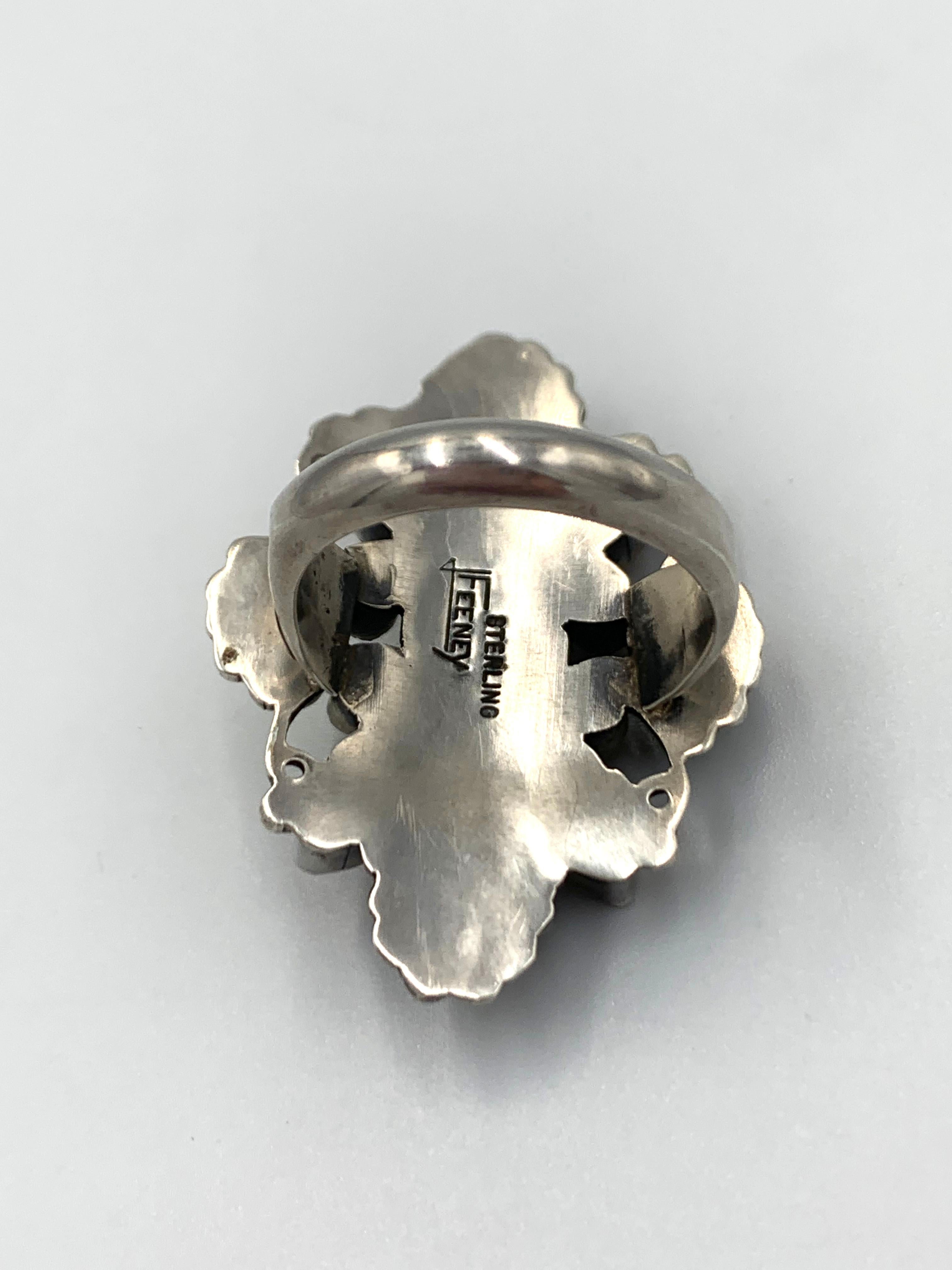 Multi Stone Silver Ring Size 7 ¼ by Leo Feeney For Sale 6