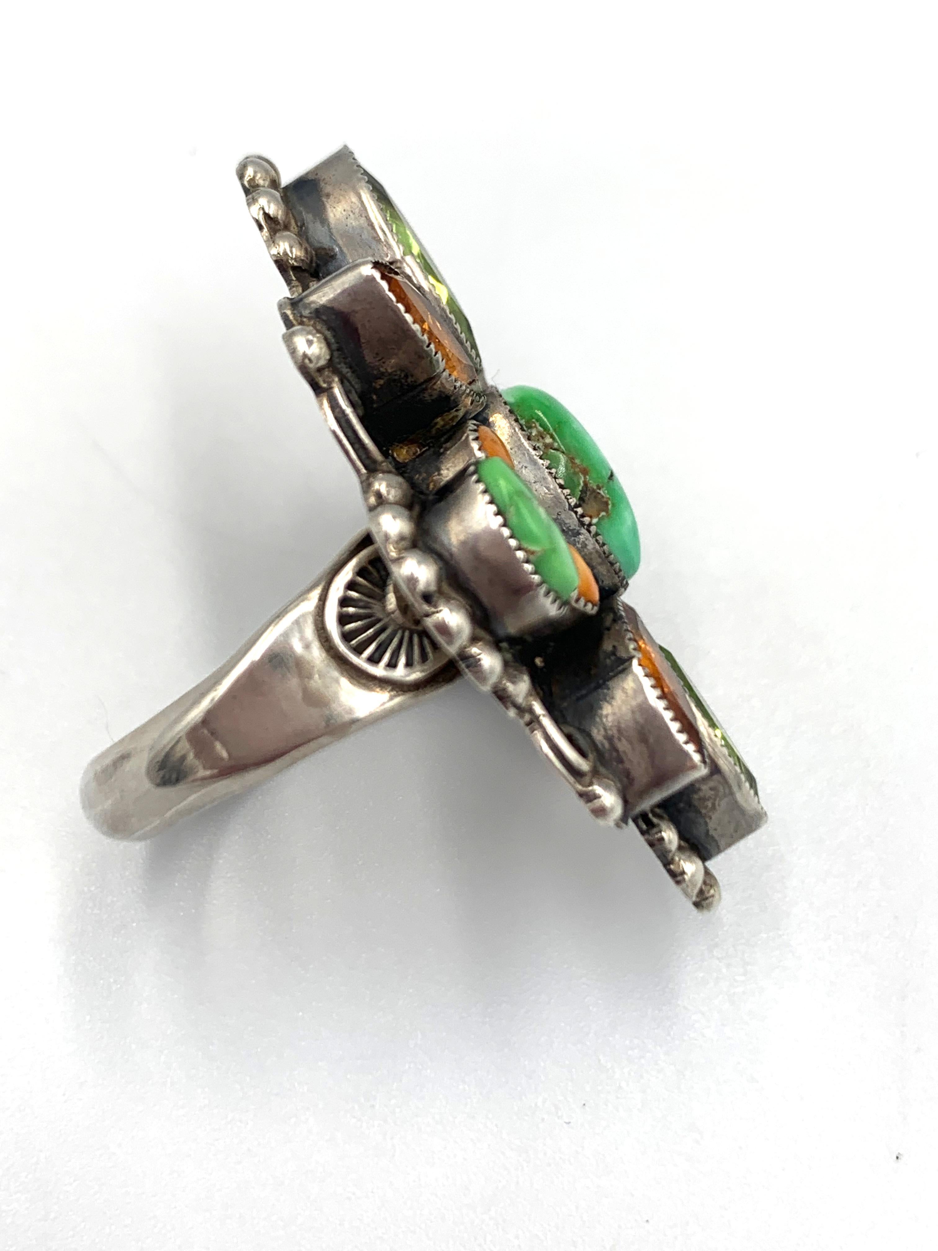 Multi Stone Silver Ring Size 7 ¼ by Leo Feeney For Sale 4