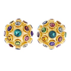 Multi Stone “Sputnik” Gold Earrings