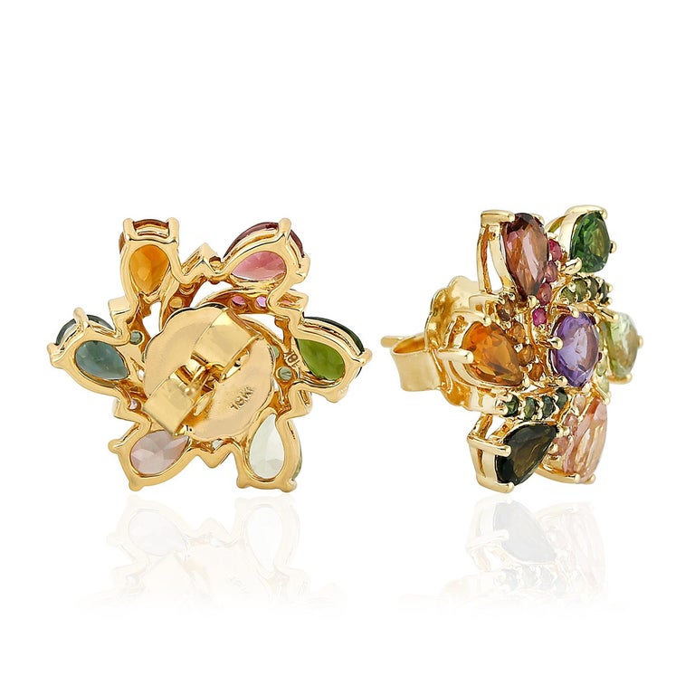 Thea 18K Gold Multi-Stone Stud Earrings main image 1