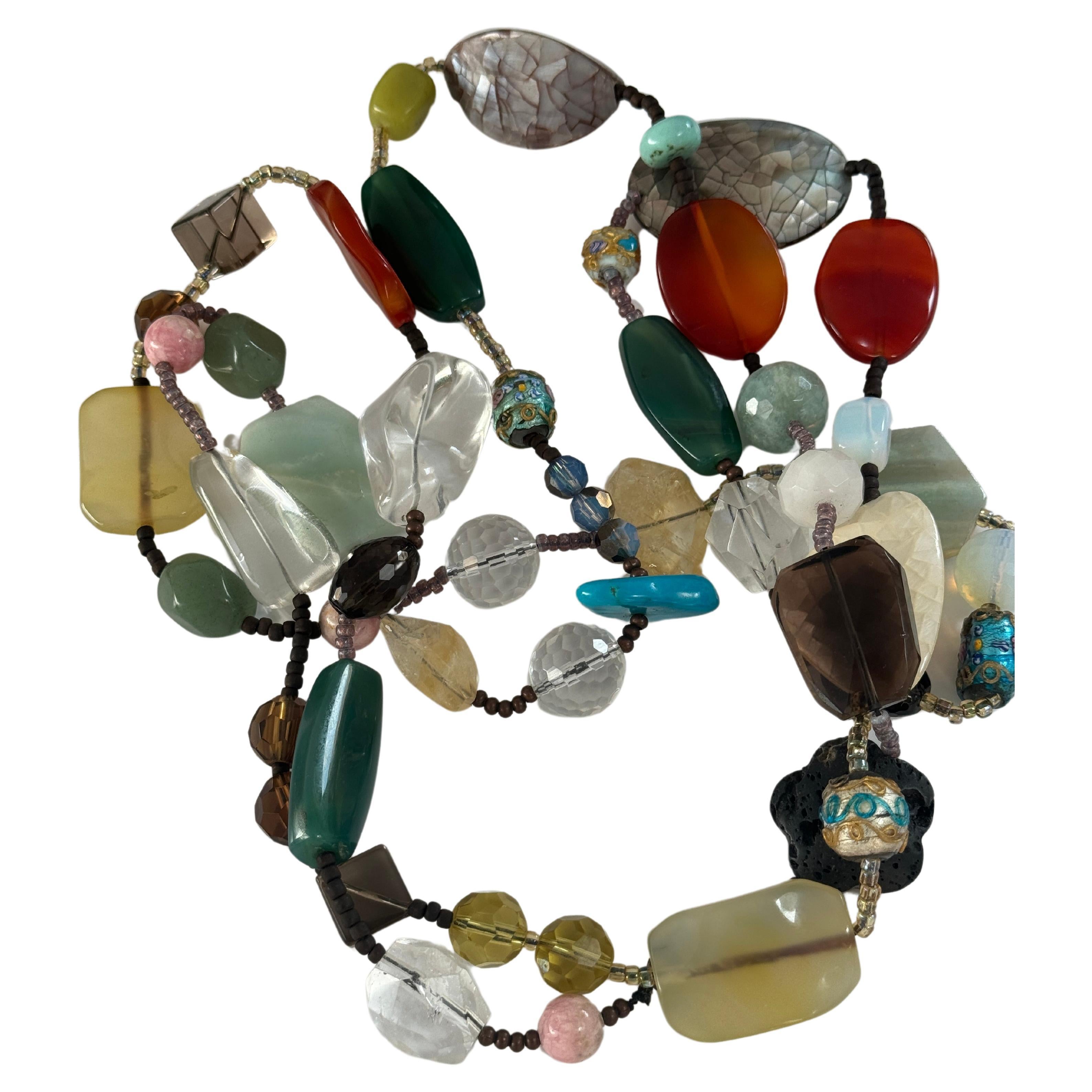 Collar de cristal veneciano Multi Stone Corte mixto en venta