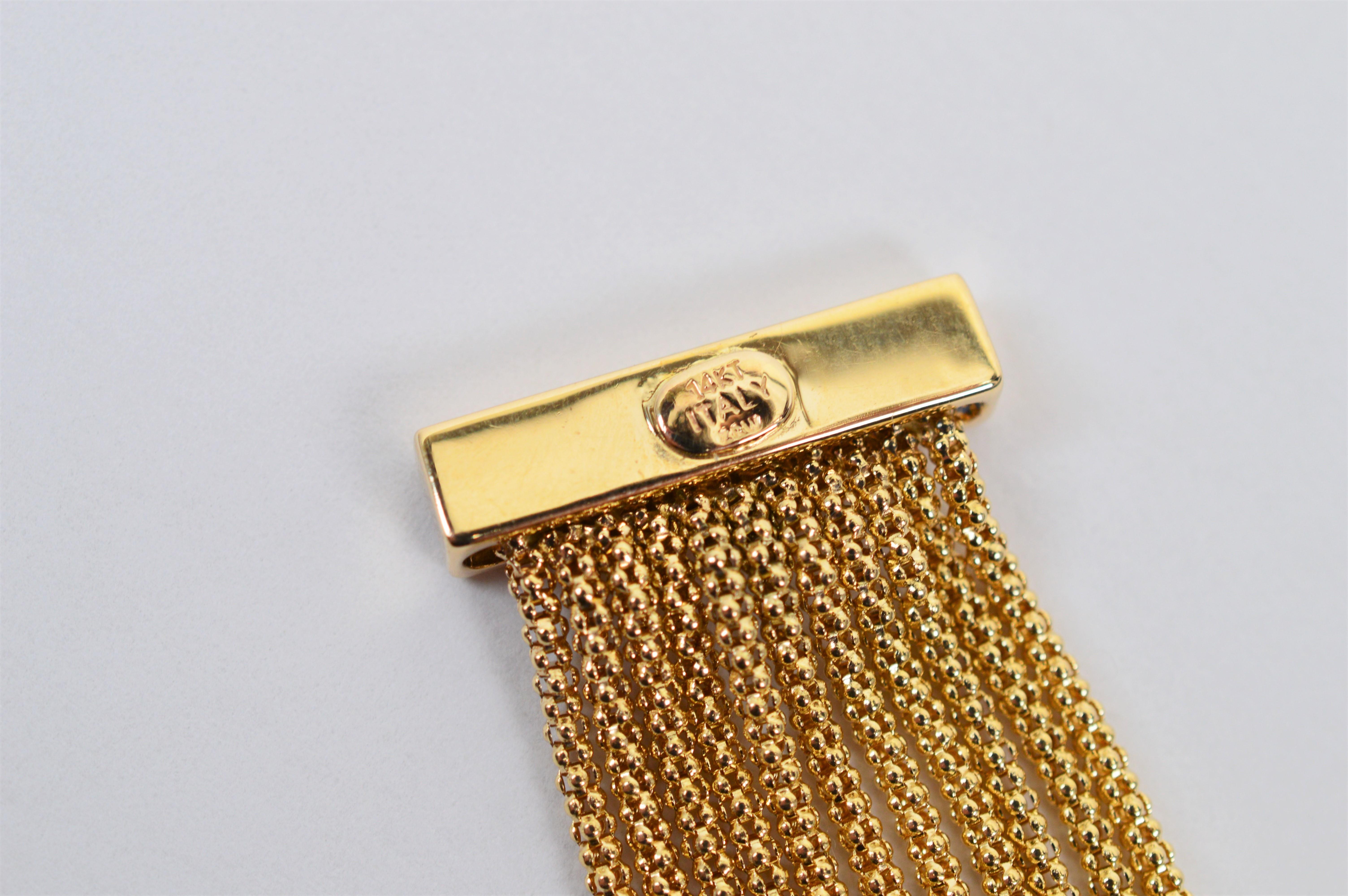 Women's Multi Strand 14 Karat Gold Mesh Chain Bracelet