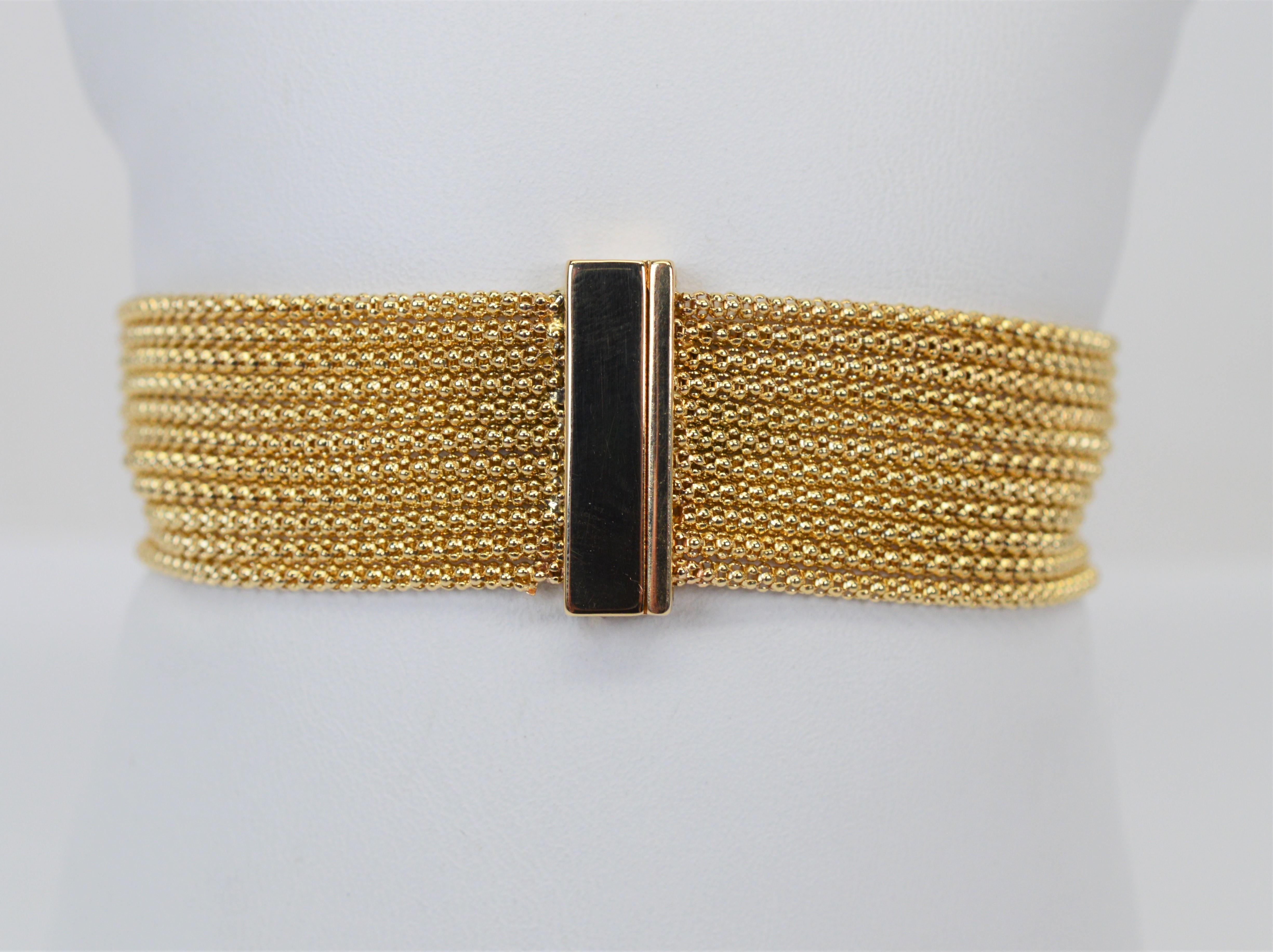 Multi Strand 14 Karat Gold Mesh Chain Bracelet 2