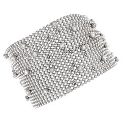 Multi-Strand 18K White Gold 2.0ct Diamond Beaded Mesh Bracelet