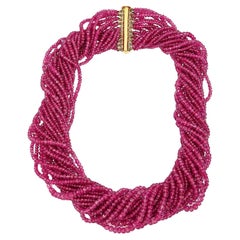 Multi Strand 22 Strand Ruby Beaded Twirl Necklace