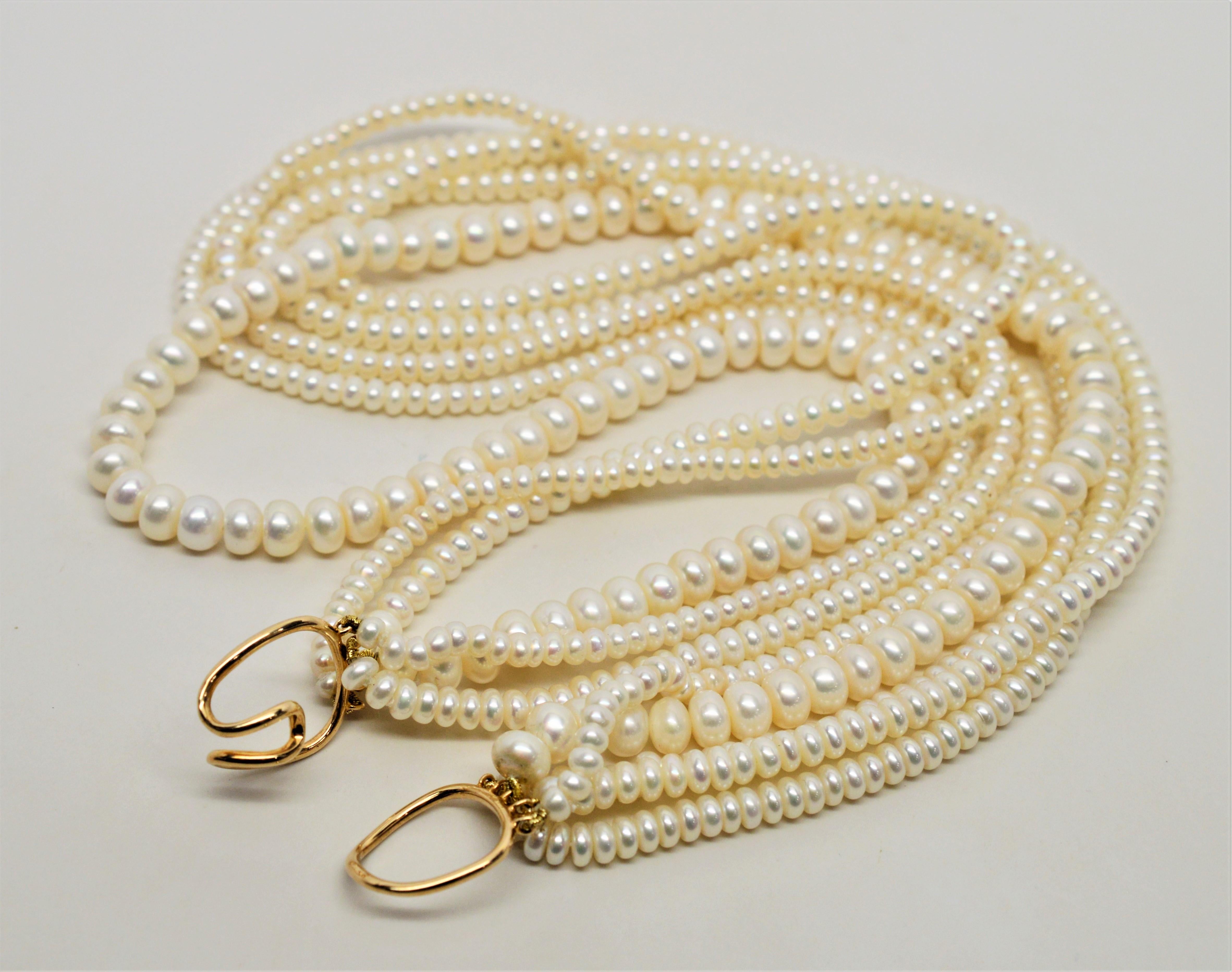 Multi Strand Akoya Button Pearl Necklace 5