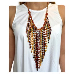 Collana vistosa multicolore in ambra naturale e turchese 24,5