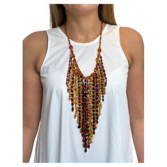 Collana vistosa multicolore in ambra naturale e turchese 24,5