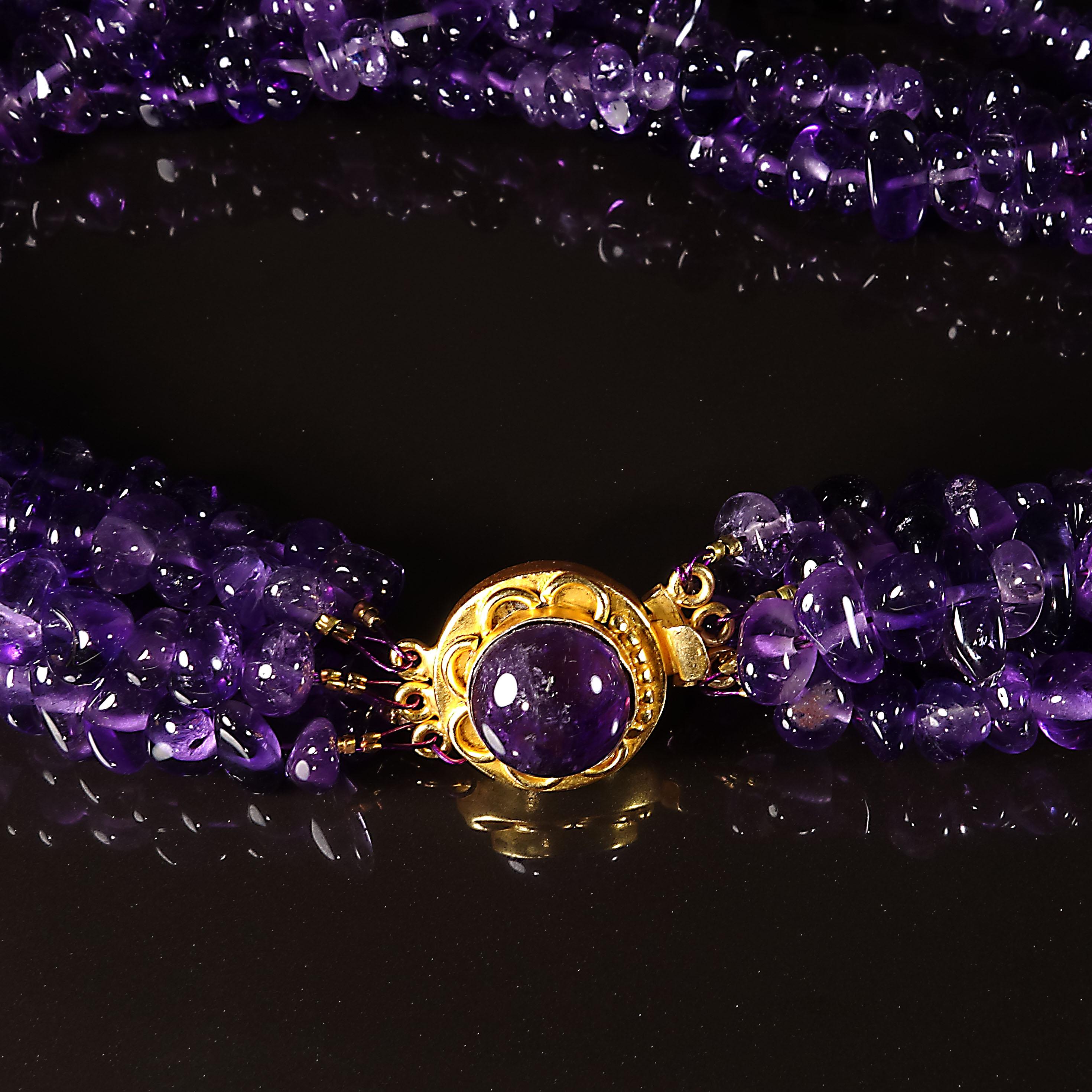AJD Multi-Strand Amethyst Necklace February Birthstone In New Condition In Raleigh, NC
