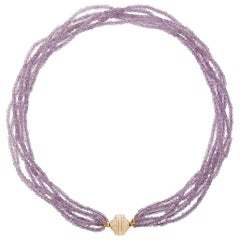2mm Faceted Amethyst 6 Strand Necklace