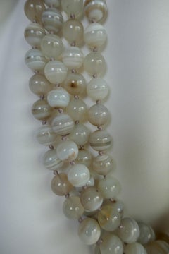 Multi Strand Banded Agate 925 Sterling Silver Necklace