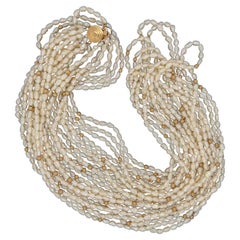 Collier de perles baroques à plusieurs rangs et perles d'or