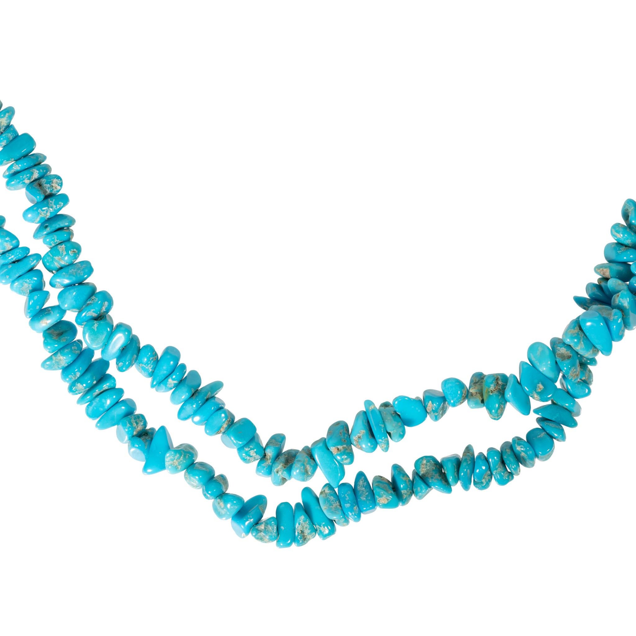 Native American Multi Strand Beaded Navajo Turquoise Necklace For Sale