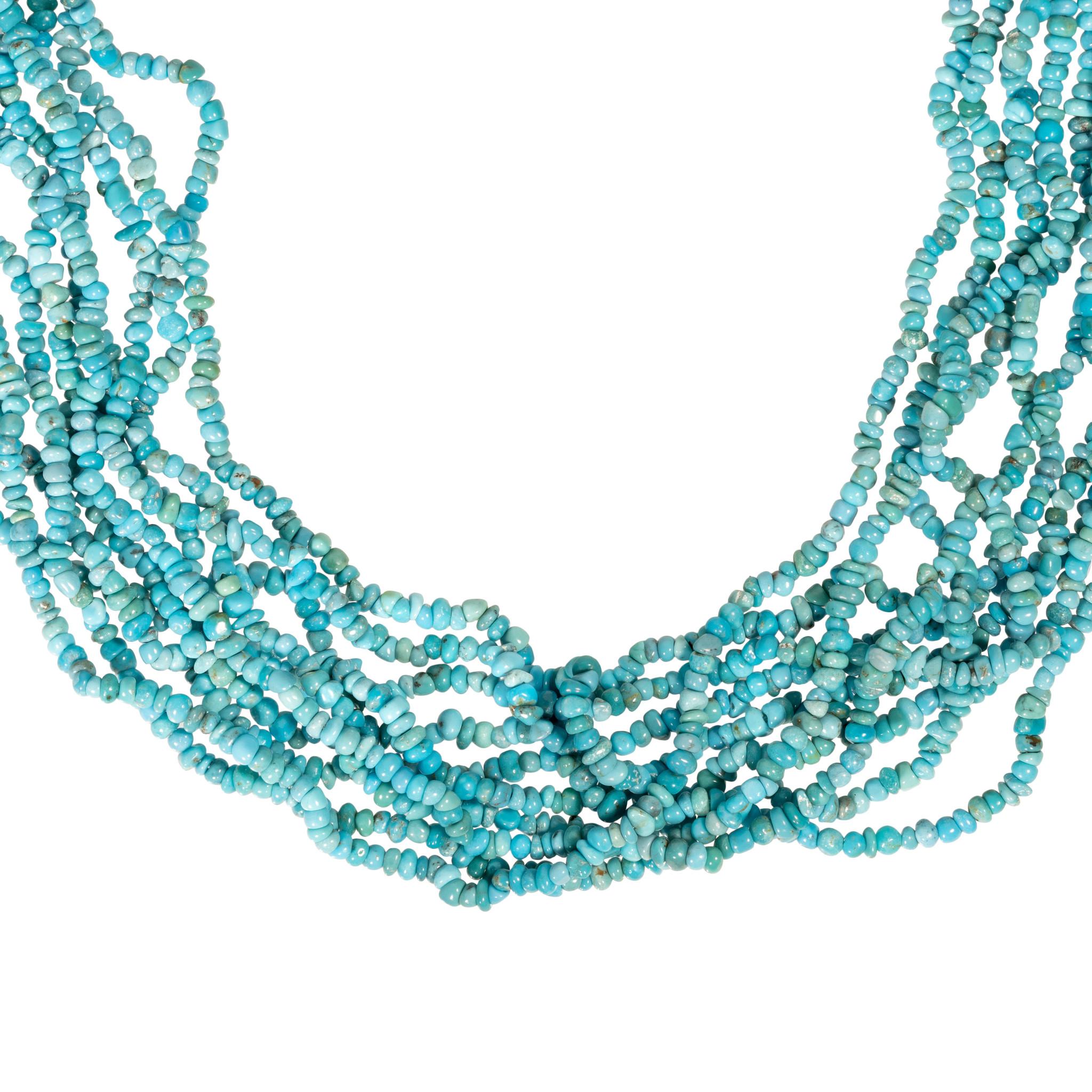 Collier de perles turquoise Navajo à plusieurs rangs Bon état - En vente à Coeur d Alene, ID