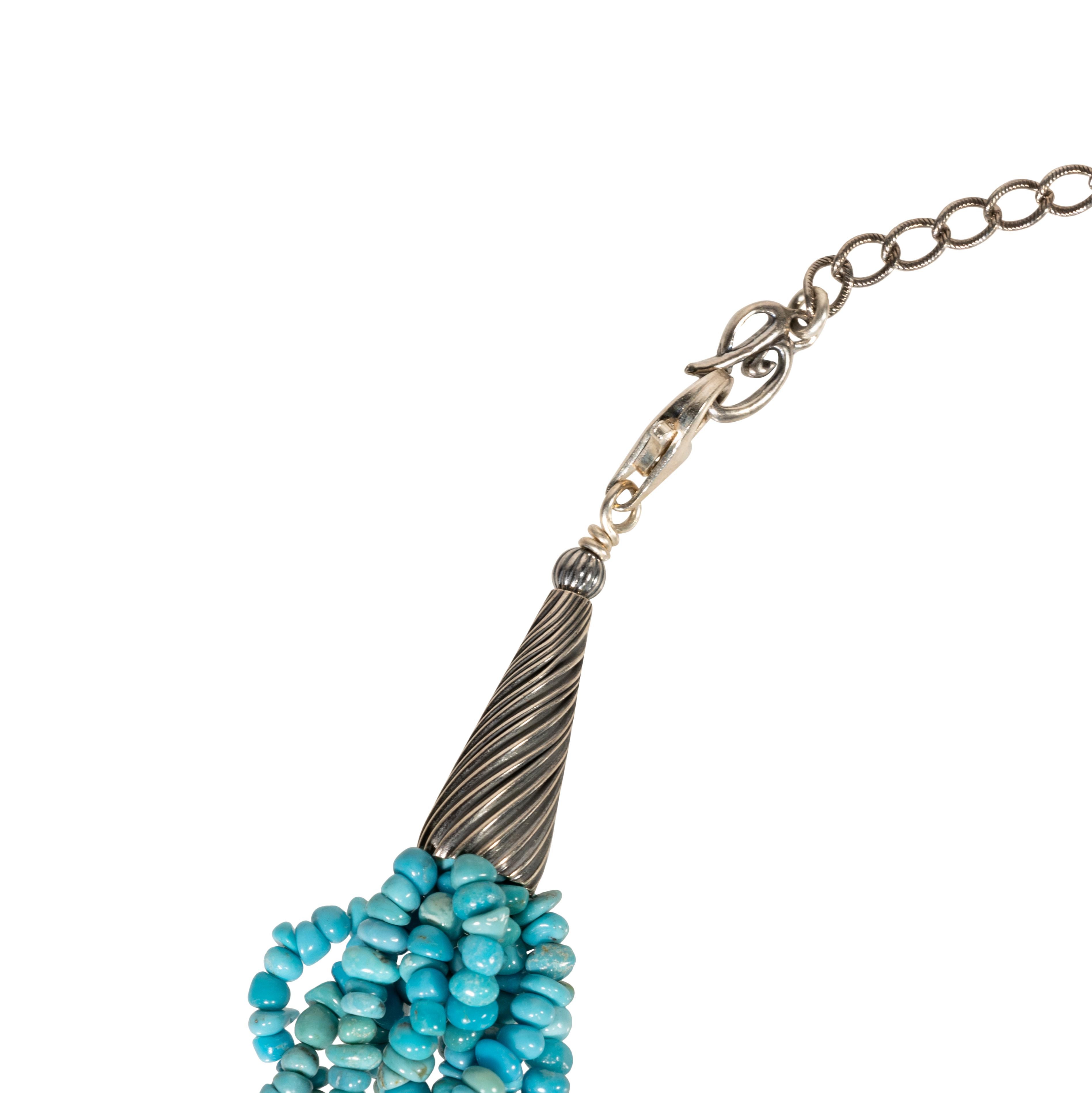 Multi Strand Beaded Navajo Turquoise Necklace For Sale 2