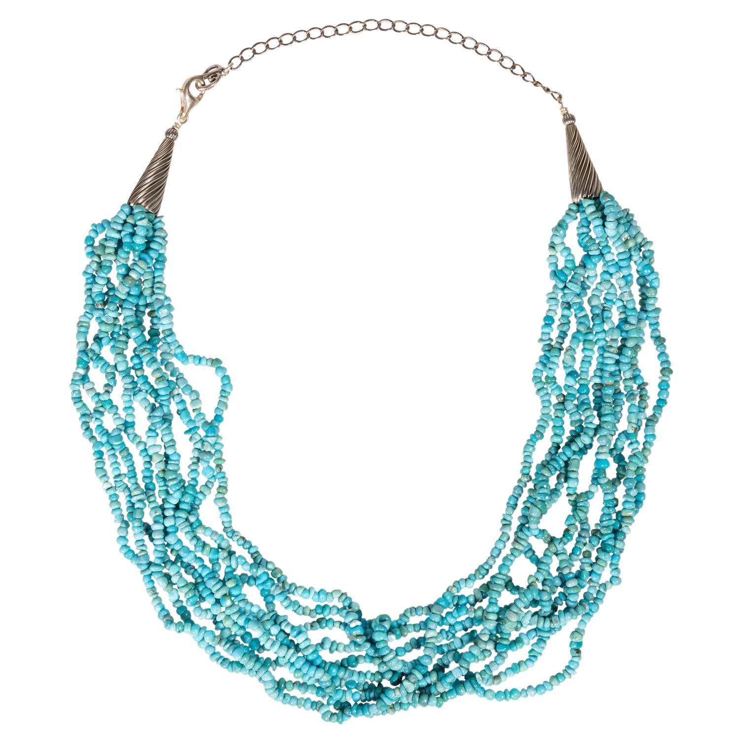 Collier de perles turquoise Navajo à plusieurs rangs en vente