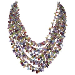 Multi-Strand Beaded Necklace of Semi-Precious Stones