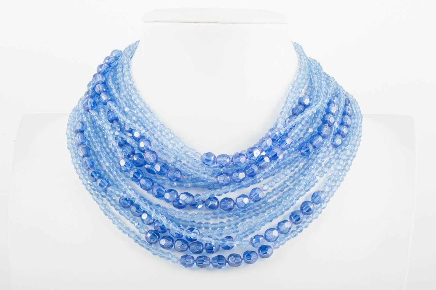 blue multi strand necklace