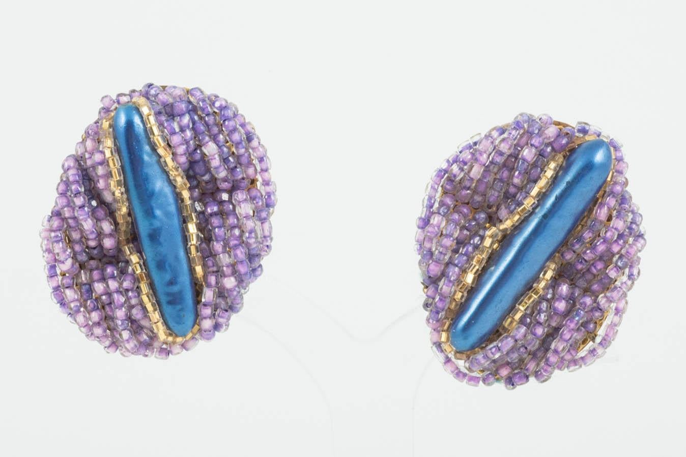 Mehrstrangige blaue facettierte Perlenkette und Ohrringe, Ornella, Italien, 1960er Jahre im Angebot 4