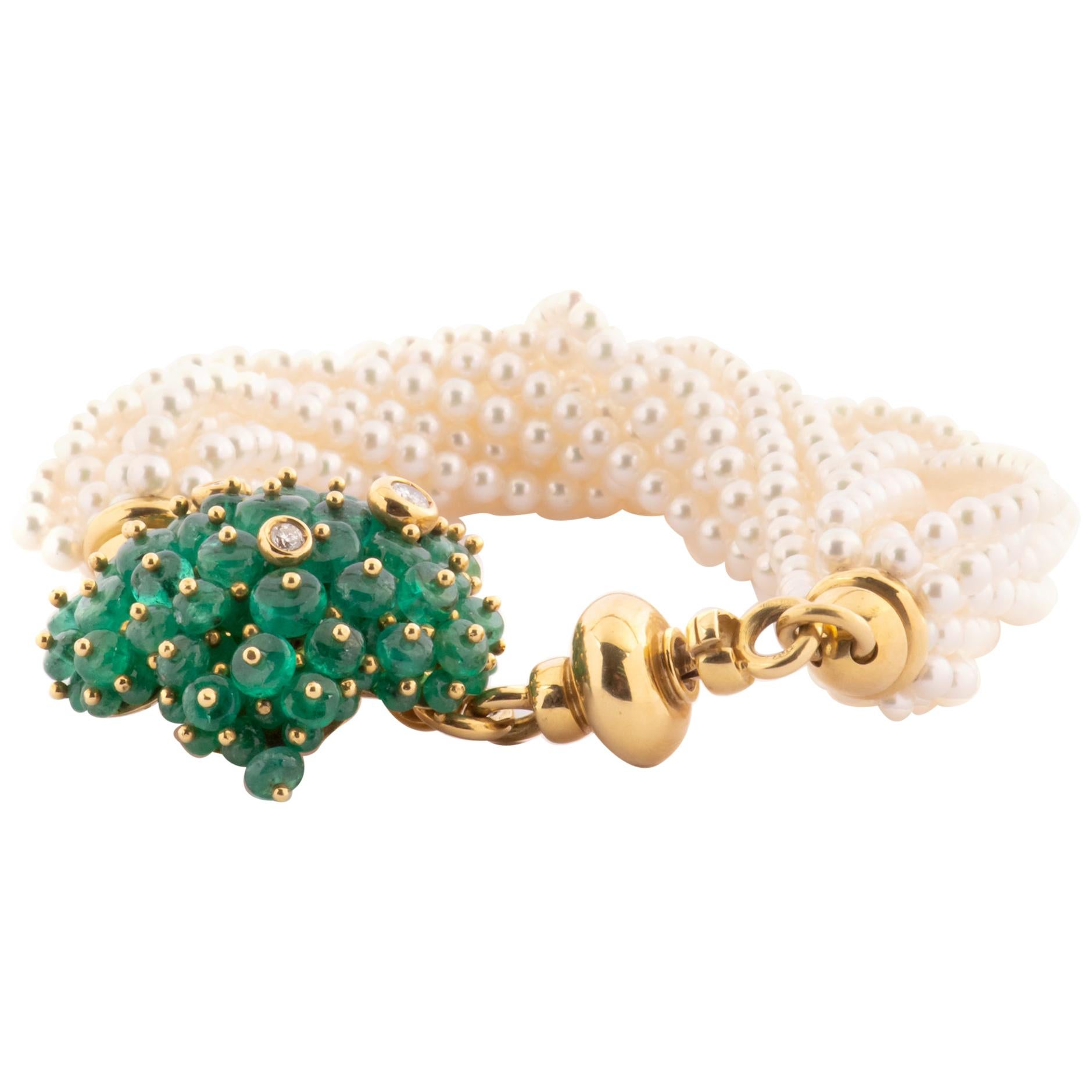 Multi-Strand Bracelet with Emerald Clasp