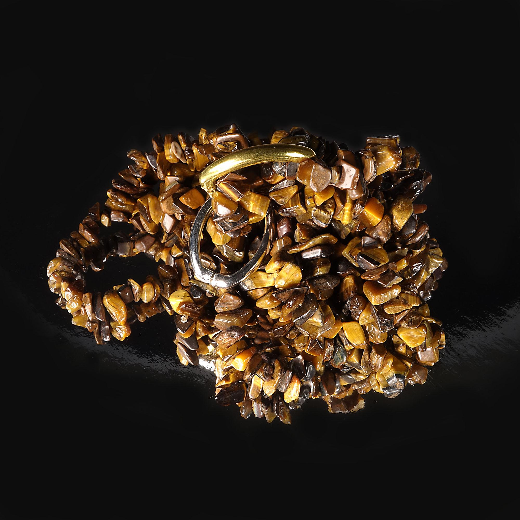 AJD Multi Strand Brown Chatoyant Tiger's Eye Necklace In New Condition In Raleigh, NC