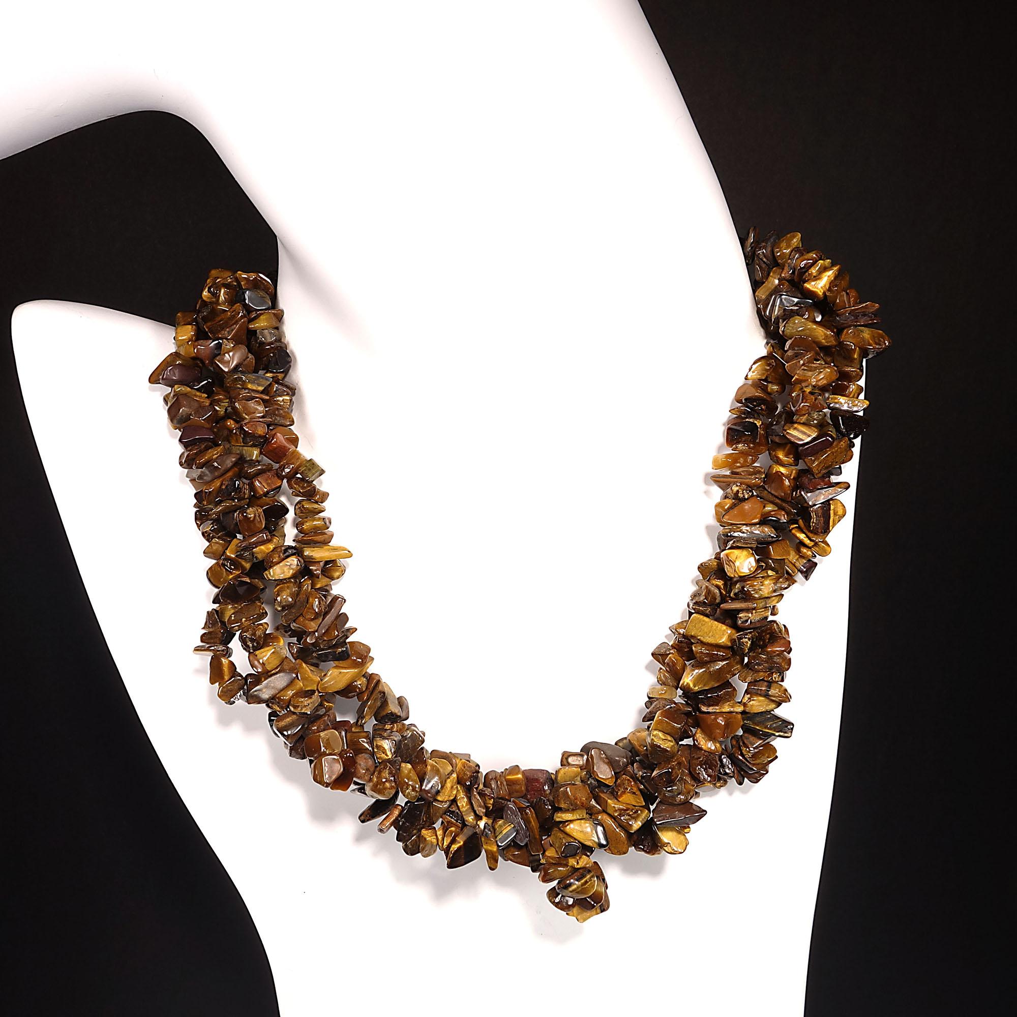 AJD Multi Strand Brown Chatoyant Tiger's Eye Necklace 1